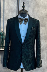 Dark Blue Peak Lapel Men's Prom Blazer